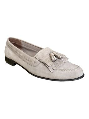 Bally Suede Tassel Loafer in Light Beige Men's Size 9.5